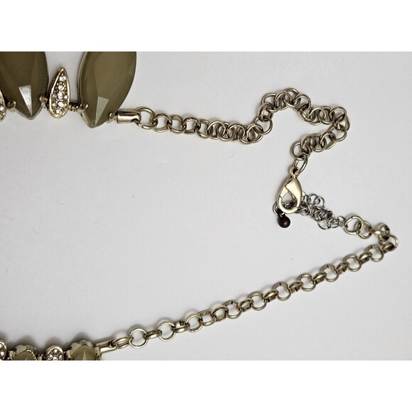 Golden Tone Rhinestone Yellow Plastic Choker Collar Adjustable Length. Pre-owned - Picture 4 of 4